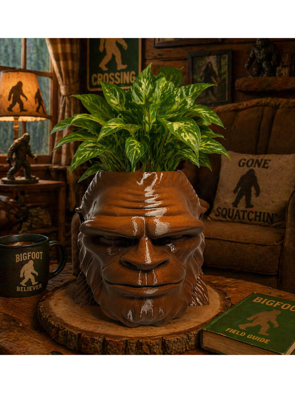 3D Printed Bigfoot Head Planter - 8 Inch - Indoor